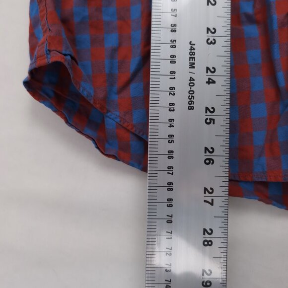 Vintage J. Crew Men's Red/Blue Plaid Button Up Long Sleeve Oxford Shirt, Small - Picture 6 of 6